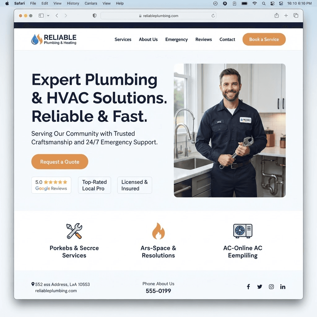 Reliable Plumbing & Heating website after the redesign